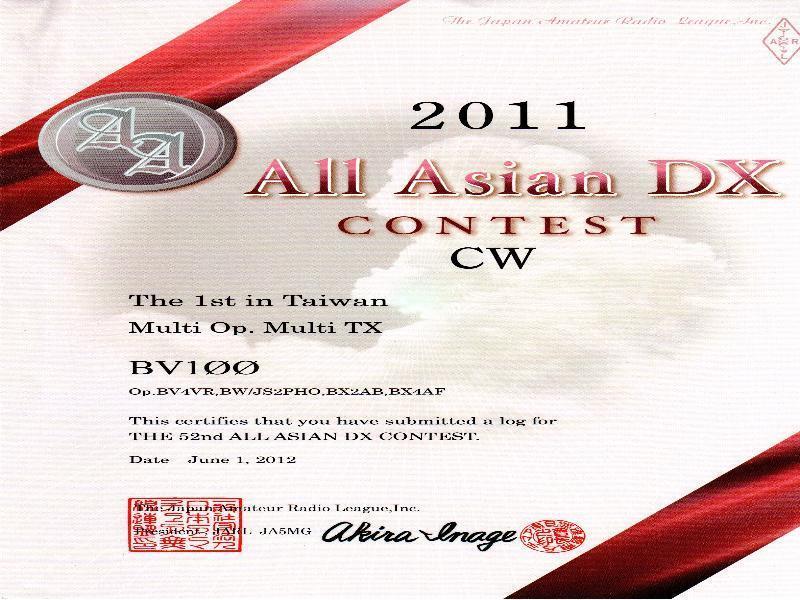 All Asian DX CW Contest, Taiwan #1